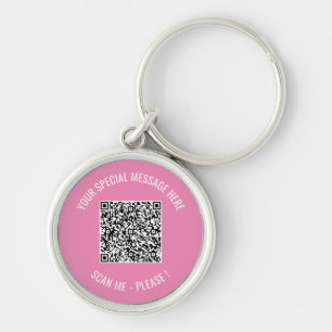 Custom QR Code Scan Info Text Keychain Your Colors