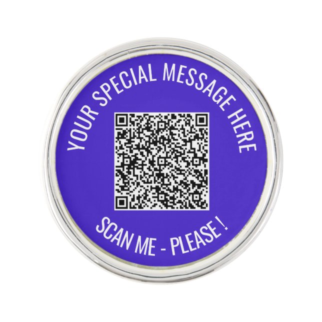 Custom QR Code Scan Info Text Lapel Pin Template (Front)
