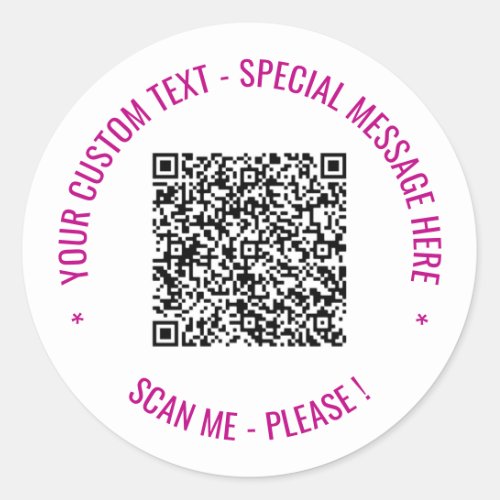 Custom QR Code Scan Info Text Sticker Your Colors