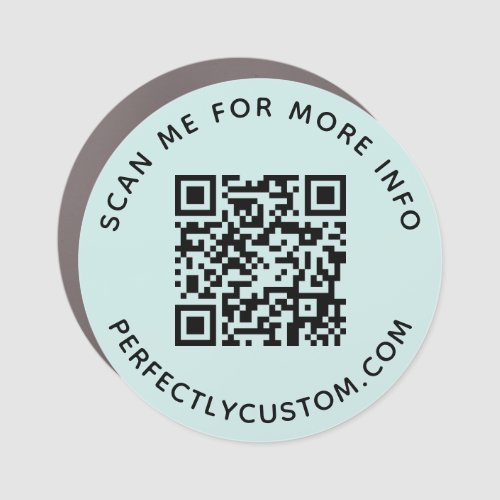 Custom QR code Scan me custom text aqua blue Car Magnet