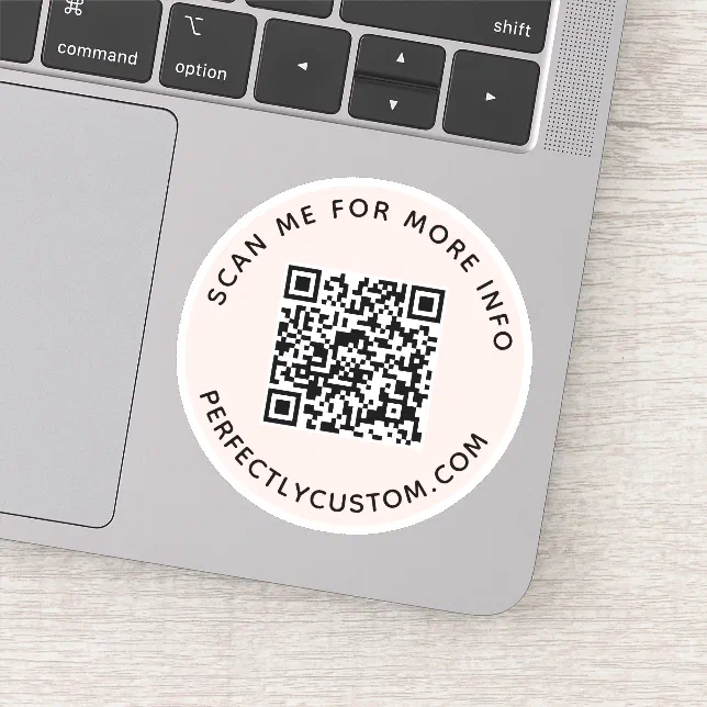 Custom QR code Scan me for more info blush pink Sticker | Zazzle