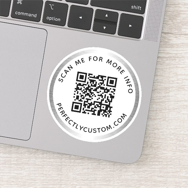 Custom QR code Scan me silver gray border Sticker (Detail)