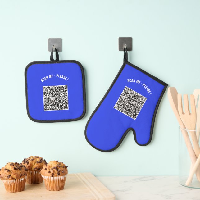 Custom QR Code Scan Your Own Design Funny Gift Oven Mitt & Pot Holder Set (Insitu(Hanging))