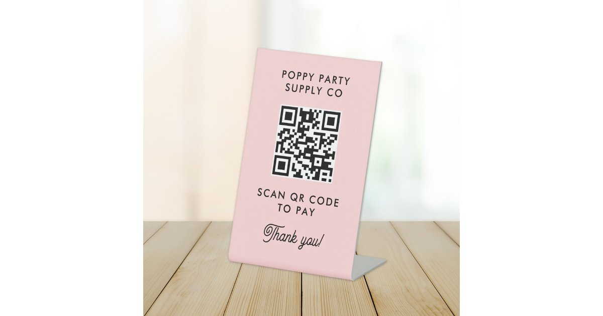 Custom QR Code Shop Sticker Pedestal Sign | Zazzle