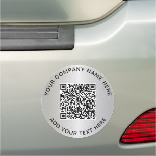 Custom QR Code Silver Car Magnet