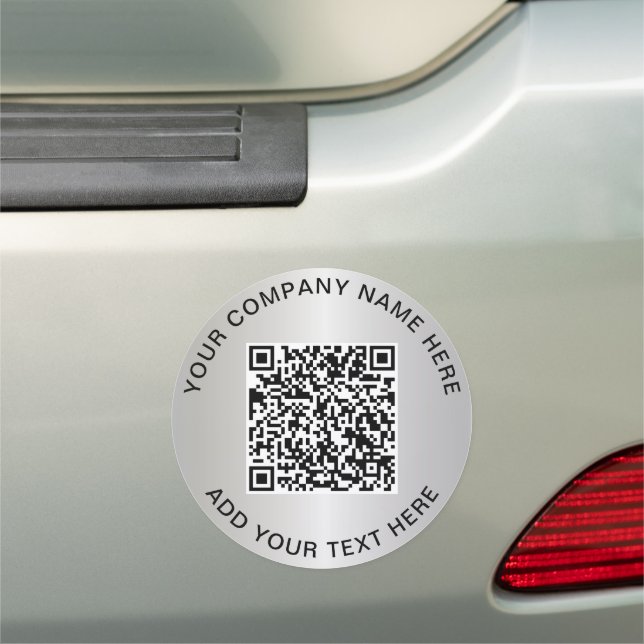 Custom QR Code Silver Car Magnet (In Situ)