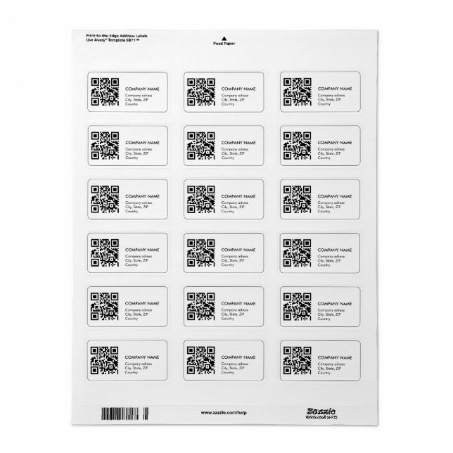 Custom qr code simple white business Address Label (Full Sheet)