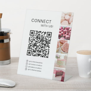 Custom QR Code Social Media Icons Bakery  Pedestal Sign