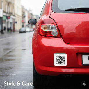 Custom QR Code Square Car Magnet 3 by 3 Inches