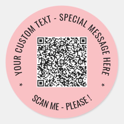 Custom QR Code Sticker Scan Info Text and Colors