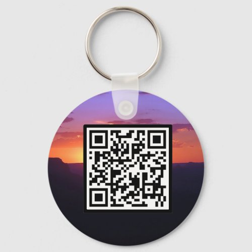 Custom QR Code Sunset Scene Photo Keychain