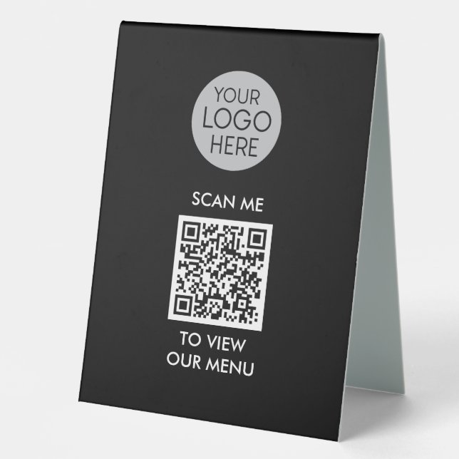 Custom QR Code Table Tent Sign for Restaurant Menu (Front)