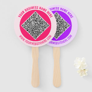 Custom QR Code Text and Color Promotional Hand Fan
