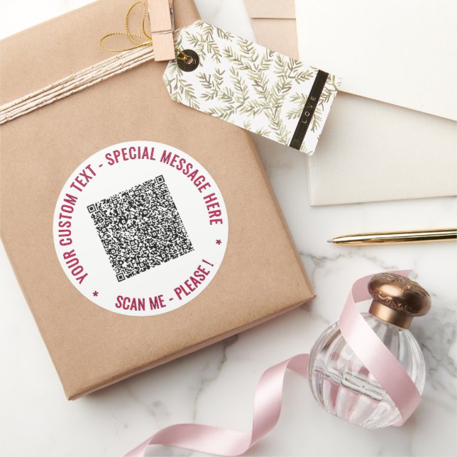 Custom QR Code Text and Colors Stickers Template (Gifting)