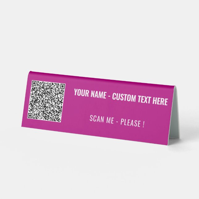 Custom QR Code Text and Colors Table Tent Sign (Front)
