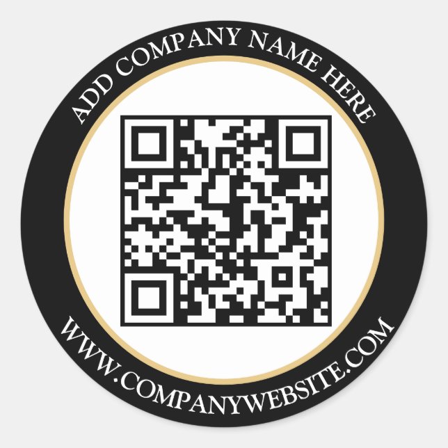 Custom QR Code Text Black White Classic  Round Sticker (Front)