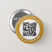 Custom QR Code Text Black White Gold Button (Front & Back)