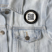 Custom QR Code Text Black White Gold Button (In Situ)