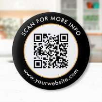 Custom QR Code Text Black White Gold Button