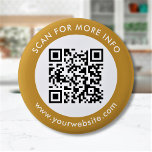 Custom QR Code Text Black White Gold Button<br><div class="desc">Upload a QR code, add text, and easily create your personalized button. Click CUSTOMIZE FURTHER to change the border color or text color. You can TRANSFER this DESIGN on other Zazzle products and adjust it to fit most of the Zazzle items. Standard Studio designs are made in high-resolution vector graphics...</div>