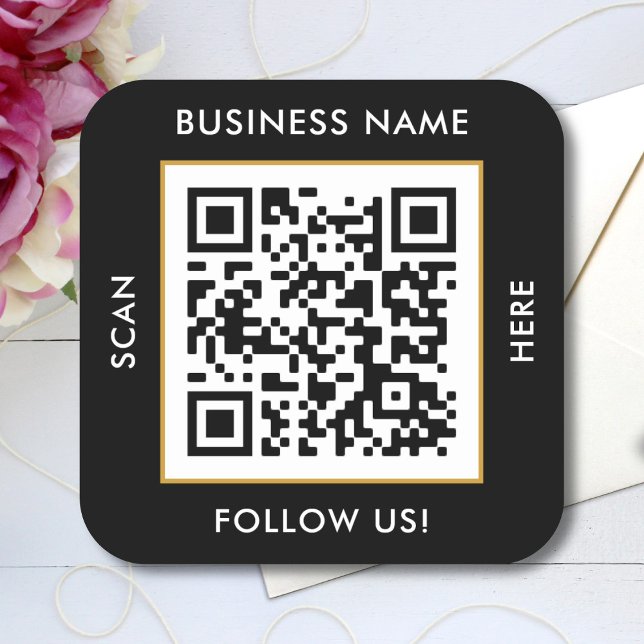 Custom QR Code Text Black White Square Sticker (Creator Uploaded)