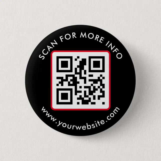 Custom QR Code Text, Business Button | Zazzle