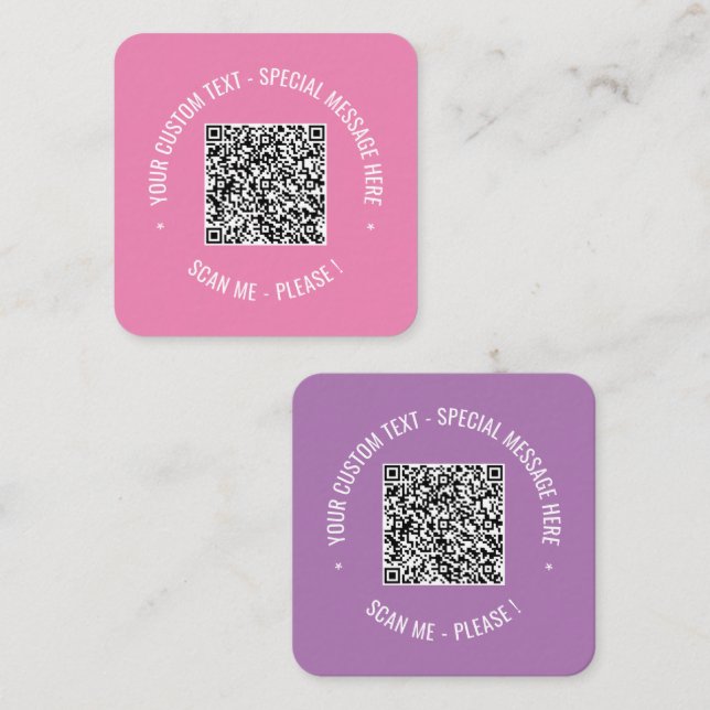 Custom QR Code Text Color Business Card Template (Front/Back)