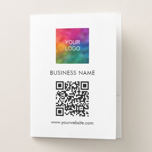 Custom QR Code Text Corporate Logo Here Simple Pocket Folder