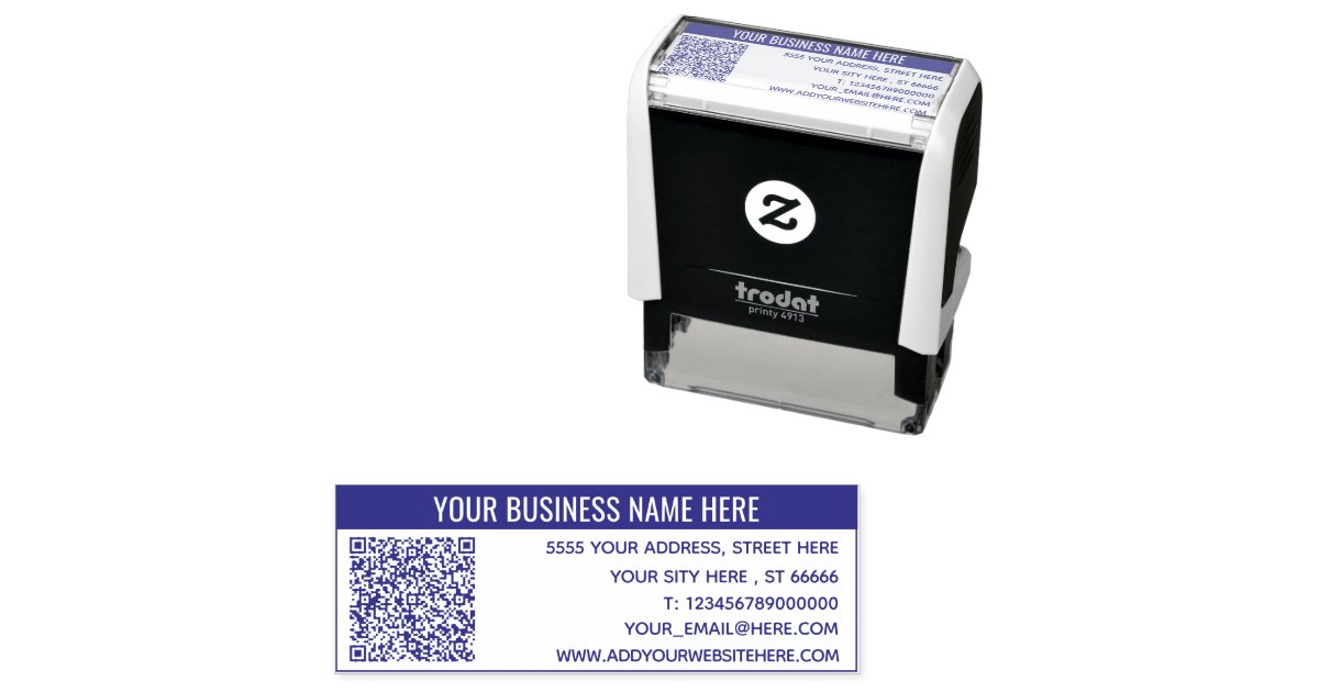 Custom QR Code Text Info Address Stamp Template | Zazzle