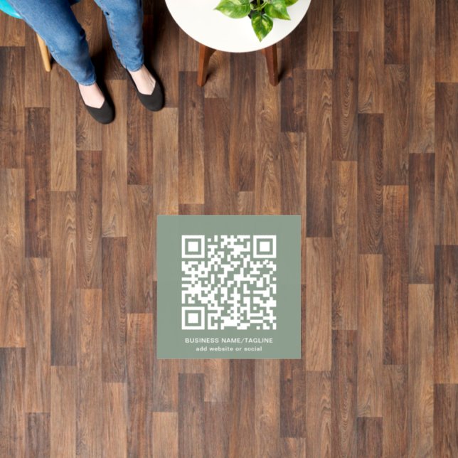 Custom QR Code & Text l Promotional Sage Green Floor Decals (Floor)