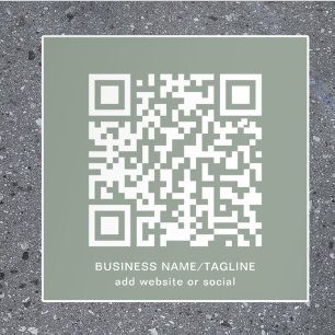 Custom QR Code & Text l Promotional Sage Green Floor Decals