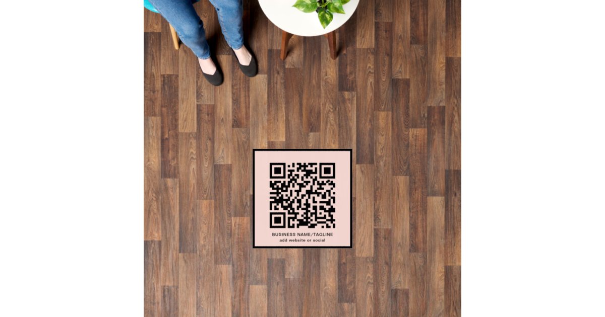 Custom Floor Code Custom QR Code & Text l Promotional Scannable Floor Decals | Zazzle