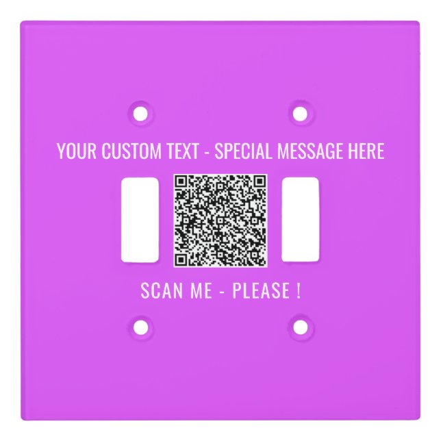 Custom QR Code Text Light Switch Cover Your Colors (Front)