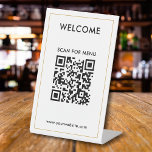 Custom QR Code Text Modern Business Pedestal Sign<br><div class="desc">Upload a QR code, add text, and easily create your personalized tabletop sign. Click CUSTOMIZE FURTHER to change the background color or text color. You can also TRANSFER this DESIGN on other Zazzle products and adjust it to fit most of the Zazzle items. Standard Studio designs are made in high-resolution...</div>