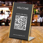 Custom QR Code Text Modern Business Pedestal Sign<br><div class="desc">Upload a QR code, add text, and easily create your personalized tabletop sign. Click CUSTOMIZE FURTHER to change the background color or text color. You can also TRANSFER this DESIGN on other Zazzle products and adjust it to fit most of the Zazzle items. Standard Studio designs are made in high-resolution...</div>