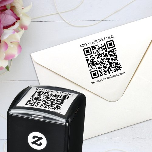 Custom QR Code Text Modern Business Self_inking Stamp