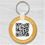 Custom QR Code Text Modern Gold White Business Keychain<br><div class="desc">Upload a QR code, add text, and easily create your personalized keychain. Click CUSTOMIZE FURTHER to change the background color or text color. You can TRANSFER this DESIGN on other Zazzle products and adjust it to fit most of the Zazzle items. Standard Studio designs are made in high-resolution vector graphics...</div>