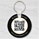 Custom QR Code Text Modern Gold White Business Keychain<br><div class="desc">Upload a QR code, add text, and easily create your personalized keychain. Click EDIT to change the background color or text color. You can TRANSFER this DESIGN on other Zazzle products and adjust it to fit most of the Zazzle items. Standard Studio designs are made in high-resolution vector graphics for...</div>
