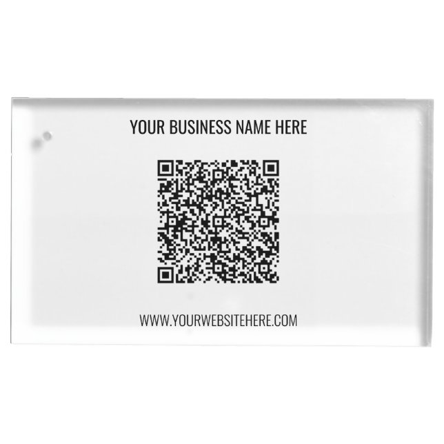 Custom QR Code Text Personalized Table Card Holder (Front)