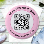 Custom QR Code Text Pink White Black Button<br><div class="desc">Upload a QR code, add text, and easily create your personalized button. Click EDIT to change the border color or text color. You can TRANSFER this DESIGN on other Zazzle products and adjust it to fit most of the Zazzle items. Standard Studio designs are made in high-resolution vector graphics for...</div>