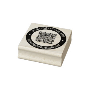 Custom QR Code Text Round Rubber Stamp Template