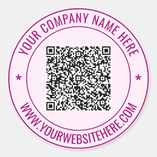 Custom QR Code Text Round Sticker Choose Colors