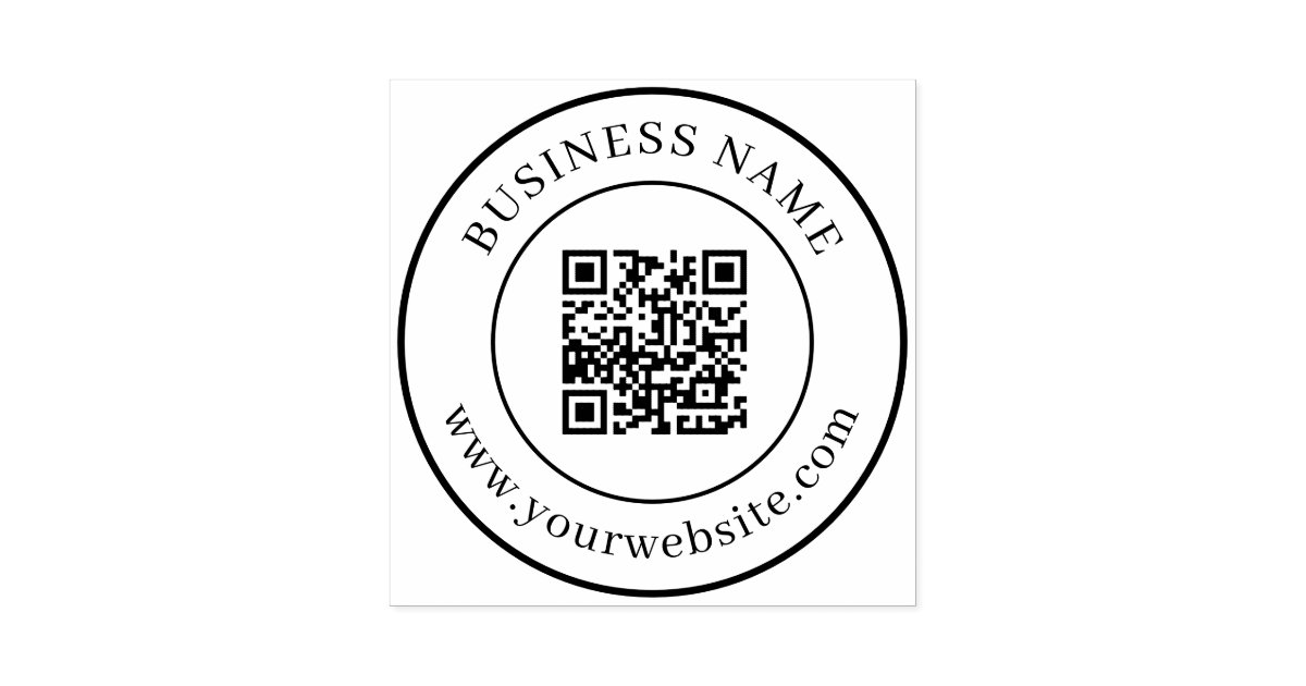 Round Qr Code With Text Inside Code Custom QR Code Text Template Classic Round Rubber Stamp | Zazzle