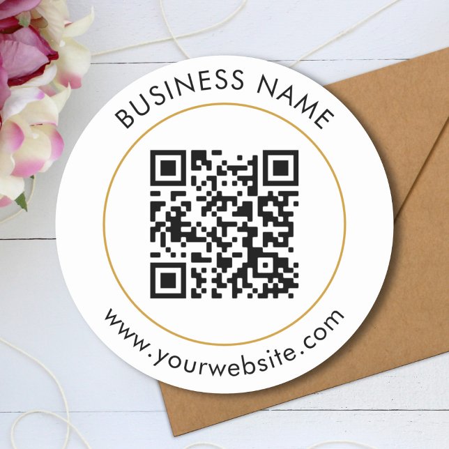 Custom QR Code Text Template Classic Round Sticker (Creator Uploaded)