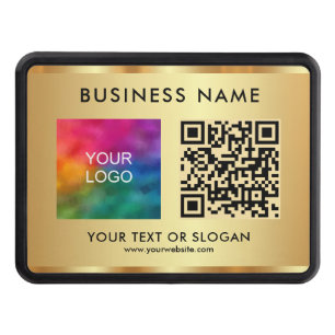 Custom QR Code Text Upload Your Company Logo Gold Hitch Cover