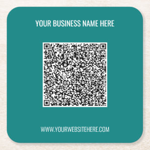 Custom QR Code Text Your Business Paper Coasters