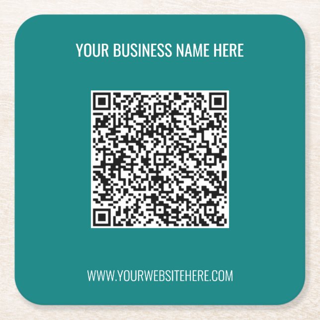 Custom QR Code Text Your Business Paper Coasters (Front)