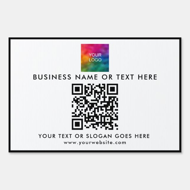 Custom QR Code Upload Business Logo Template Yard Sign (Front)