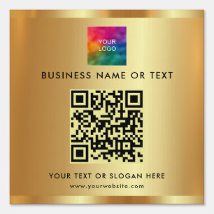 Custom QR Code Upload Company Logo Faux Gold Yard Sign
