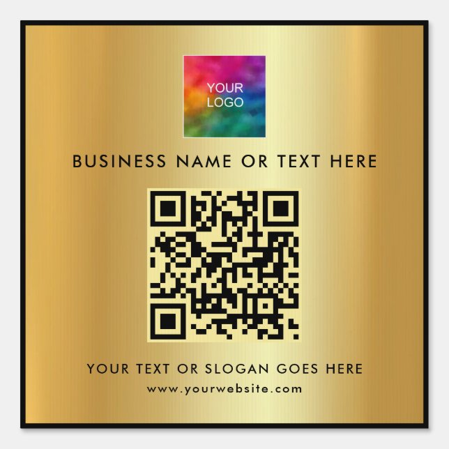 Custom QR Code Upload Logo Template Gold Yard Sign (Front)